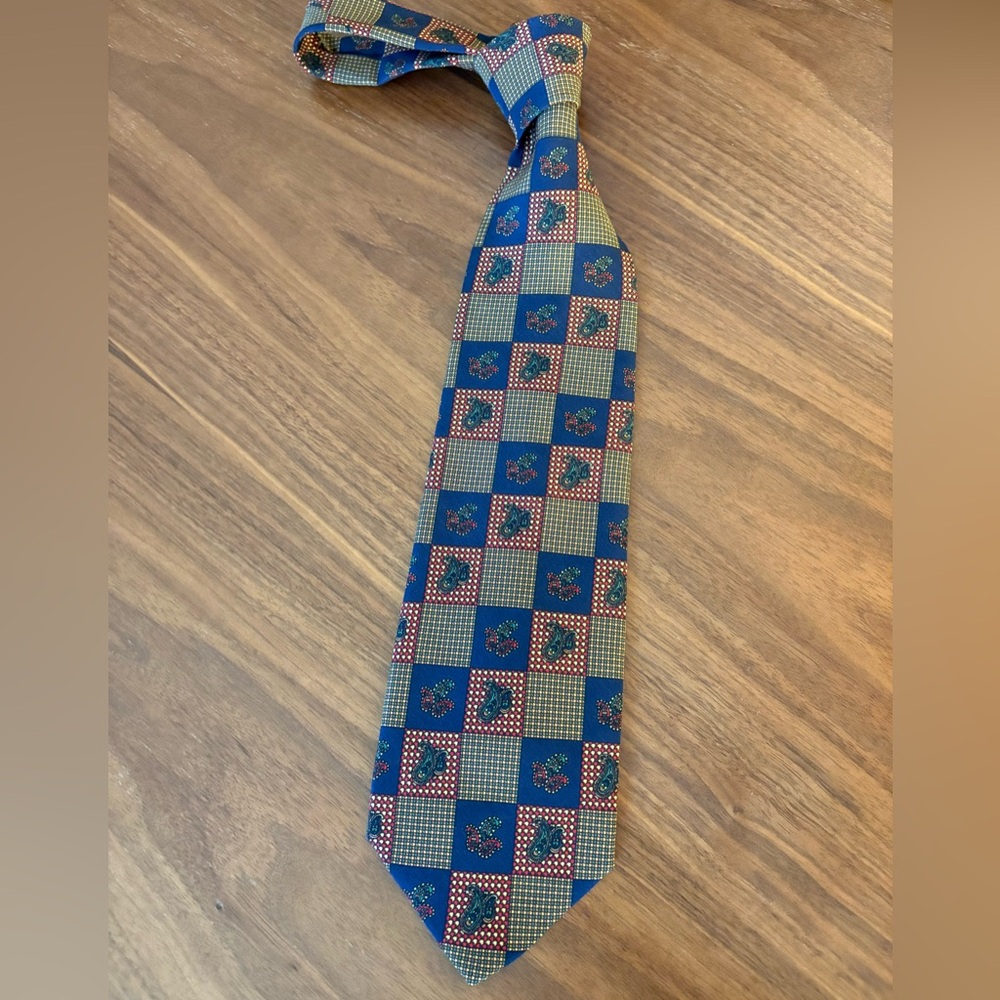 Giorgio Armani Cravatte VTG 90's Silk Neck Tie Paisley Plaid Made in Italy